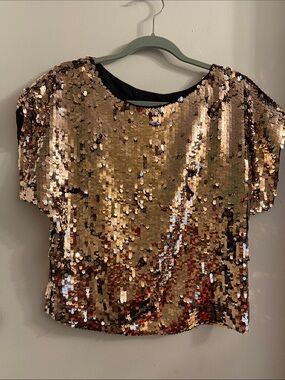 COREY LYNN CALTER- gold Sequin top cocktail xs NWT